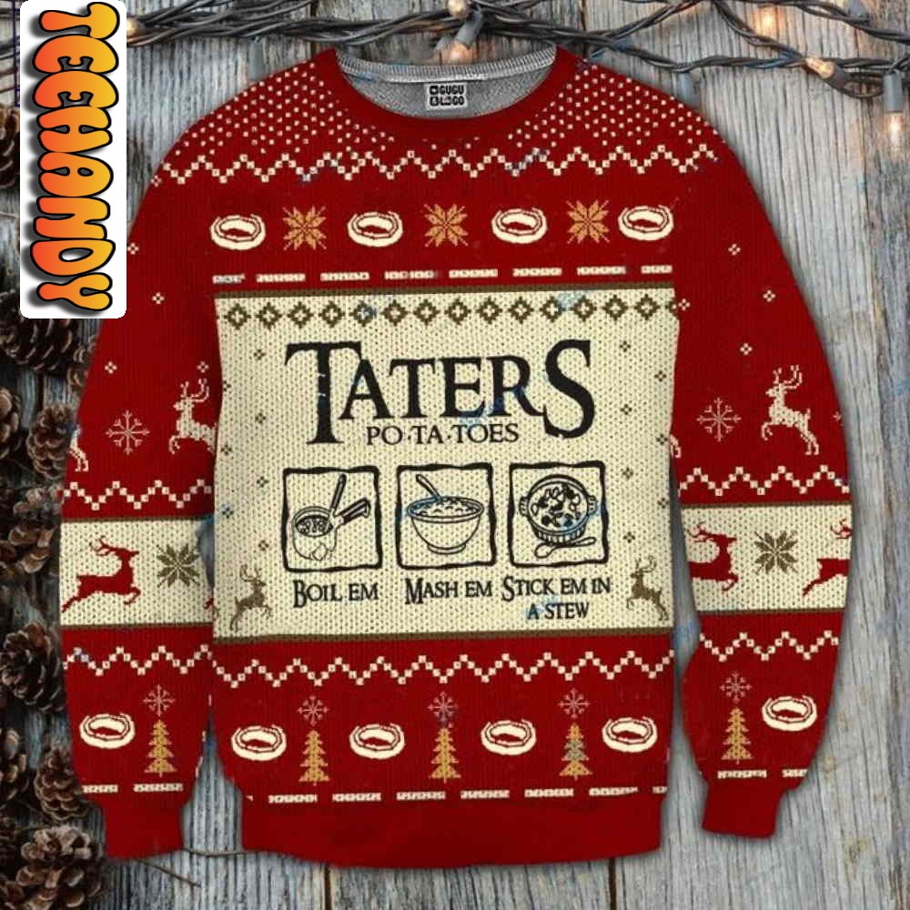 Lotr Taters Potatoes Christmas Red Color Ugly Sweater