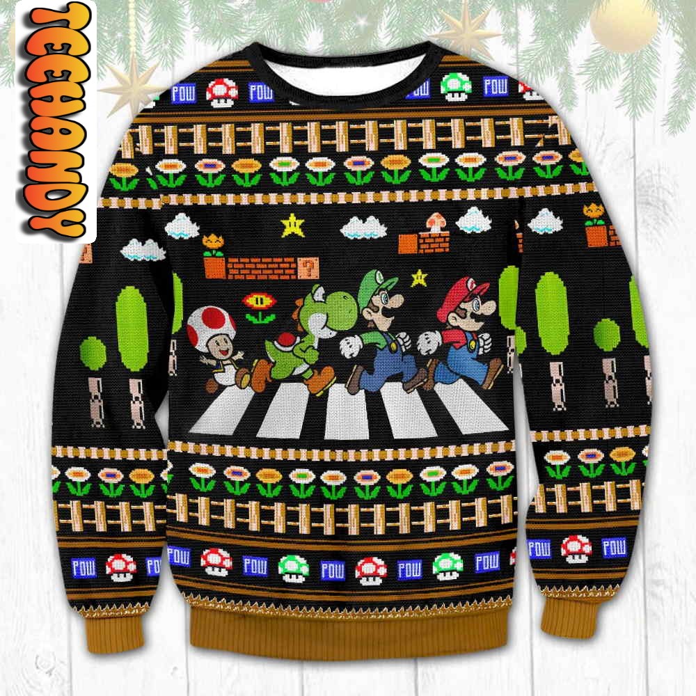Mario Abbey Road Ugly Sweater