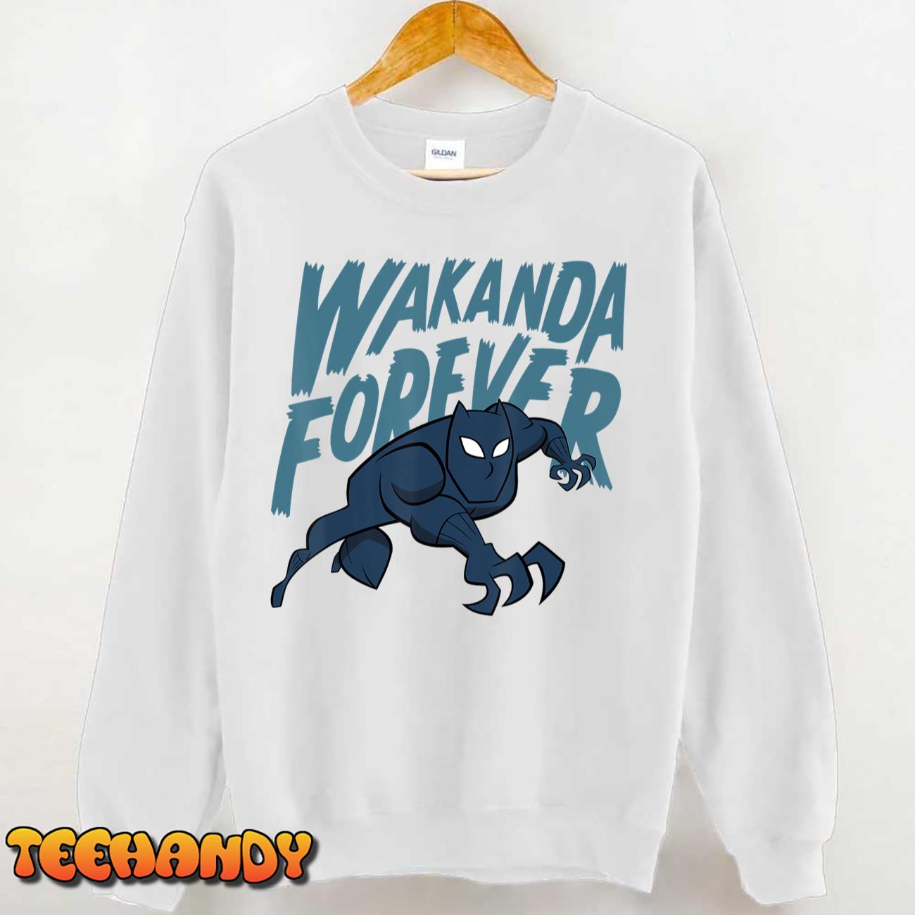 Marvel Black Panther Wakanda Forever Cartoon Quote T-Shirt