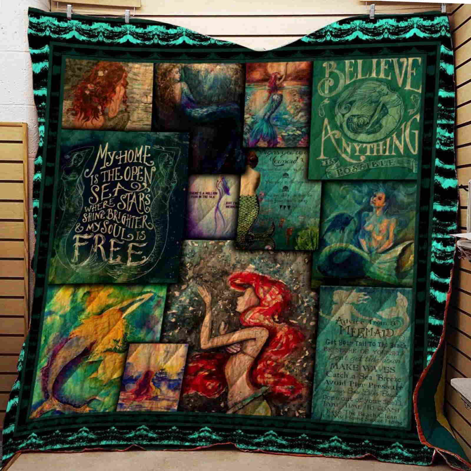 Mermaid Story Under The Sea Quilt Blanket