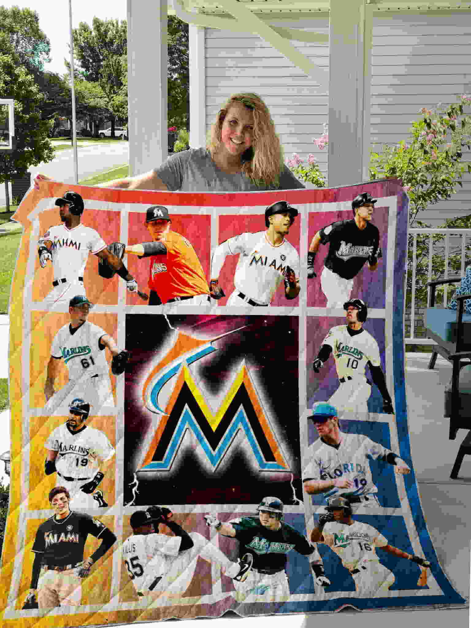 Miami Marlins 3D Quilt Blanket