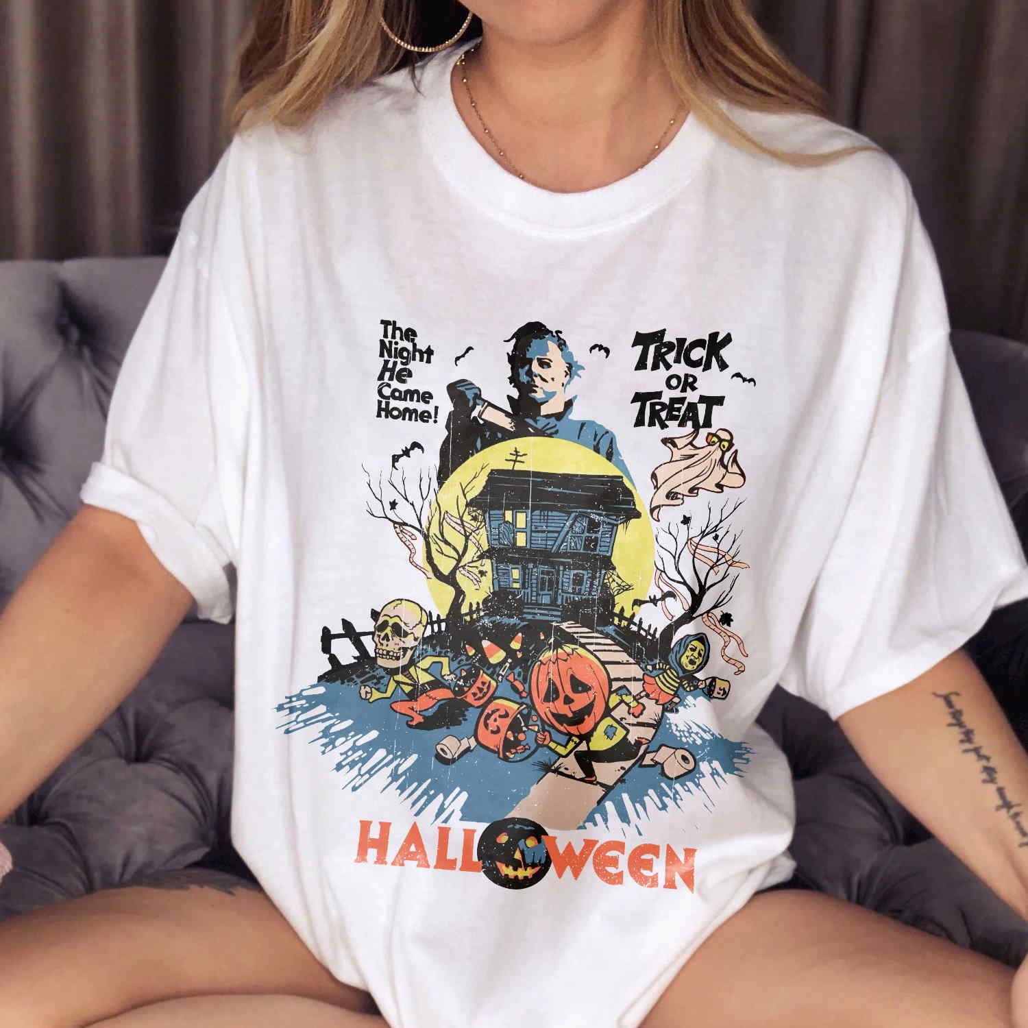 Michael Myers Halloween T-shirt, Halloween Trick Or Treat-The Night He Came Home T-shirt