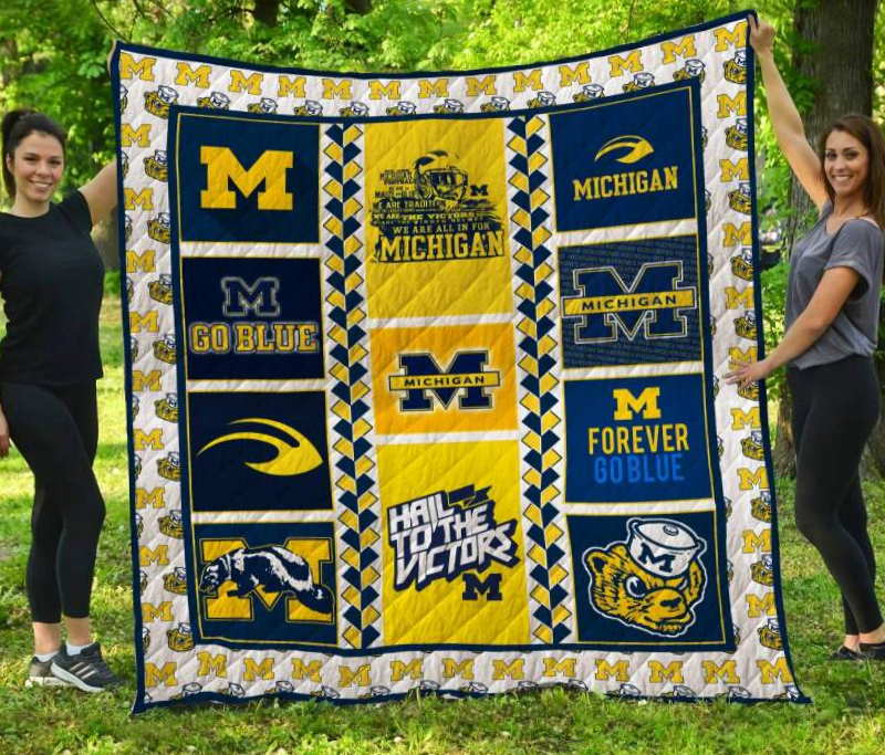 Michigan Wolverines Football Quilt Blanket