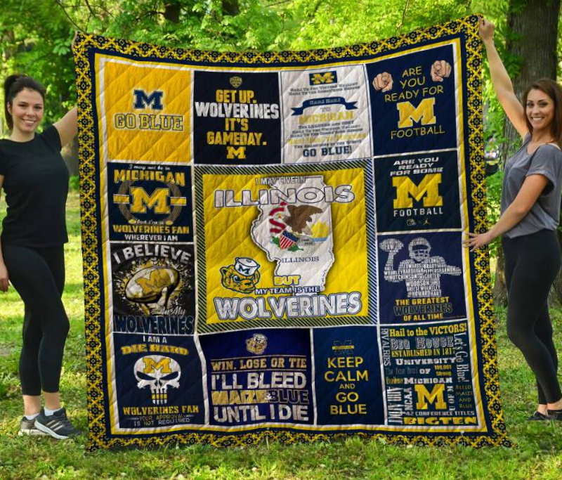 Michigan Wolverines Illinois Quilt Blanket