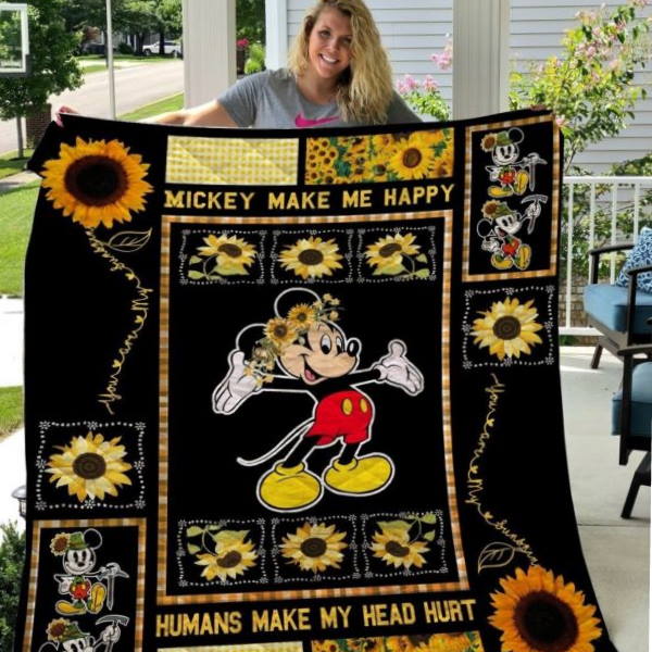 Mickey Mouse Make Me Happy 3D Quilt Blanket