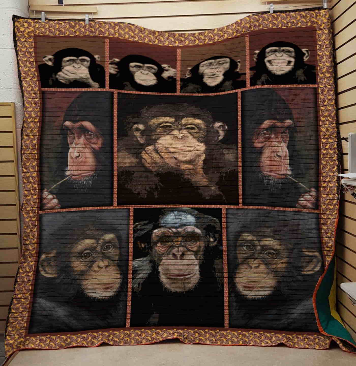 Monkey Thinking About You Quilt Blanket