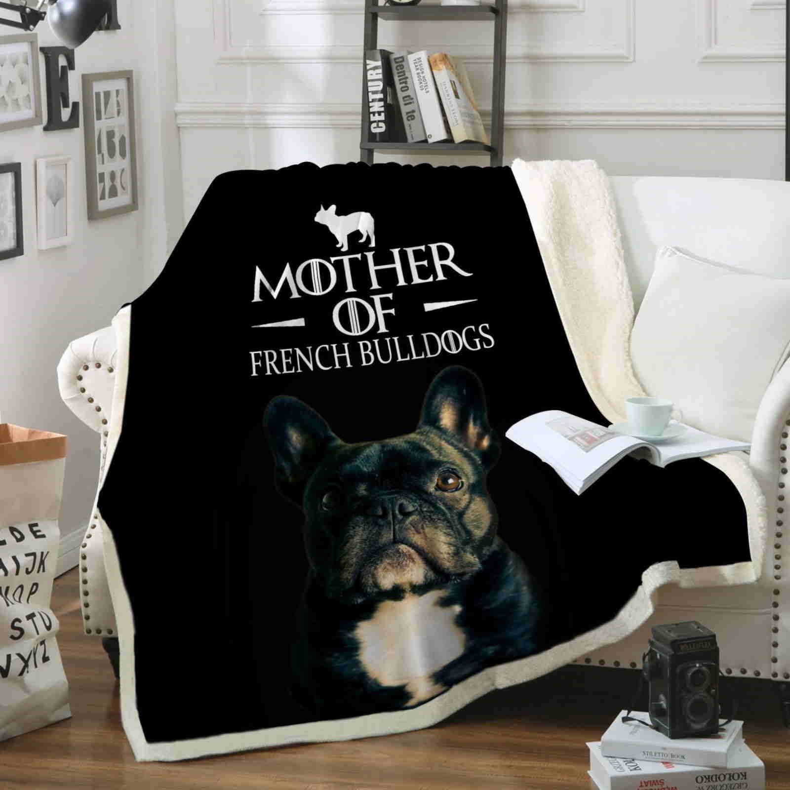 Mother French Bulldogs Throw All Over Print 3D Quilt Blanket