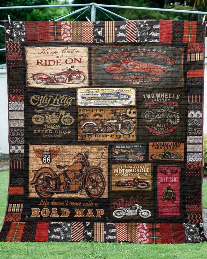 Motocycle All Over Printed 3D Quilt Blanket