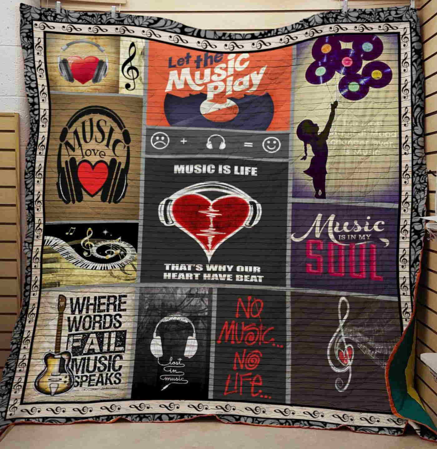 Music Is Life 3D Quilt Blanket