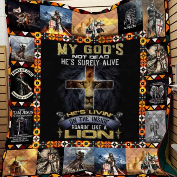 My Gods Livin In Lion Knight Templar 3D Quilt Blanket