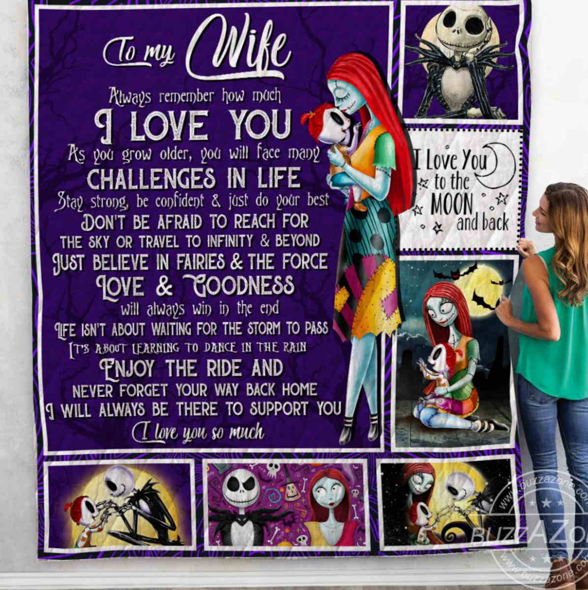 My Wife Will Always Be There To Support You _ The Nightmare Before Christmas Quilt Blanket