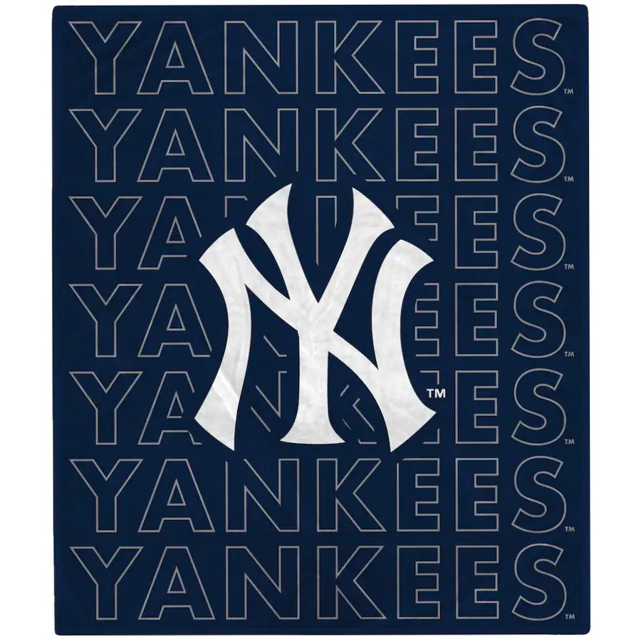 New York Yankees Echo Wordmark Plush Quilt Blanket