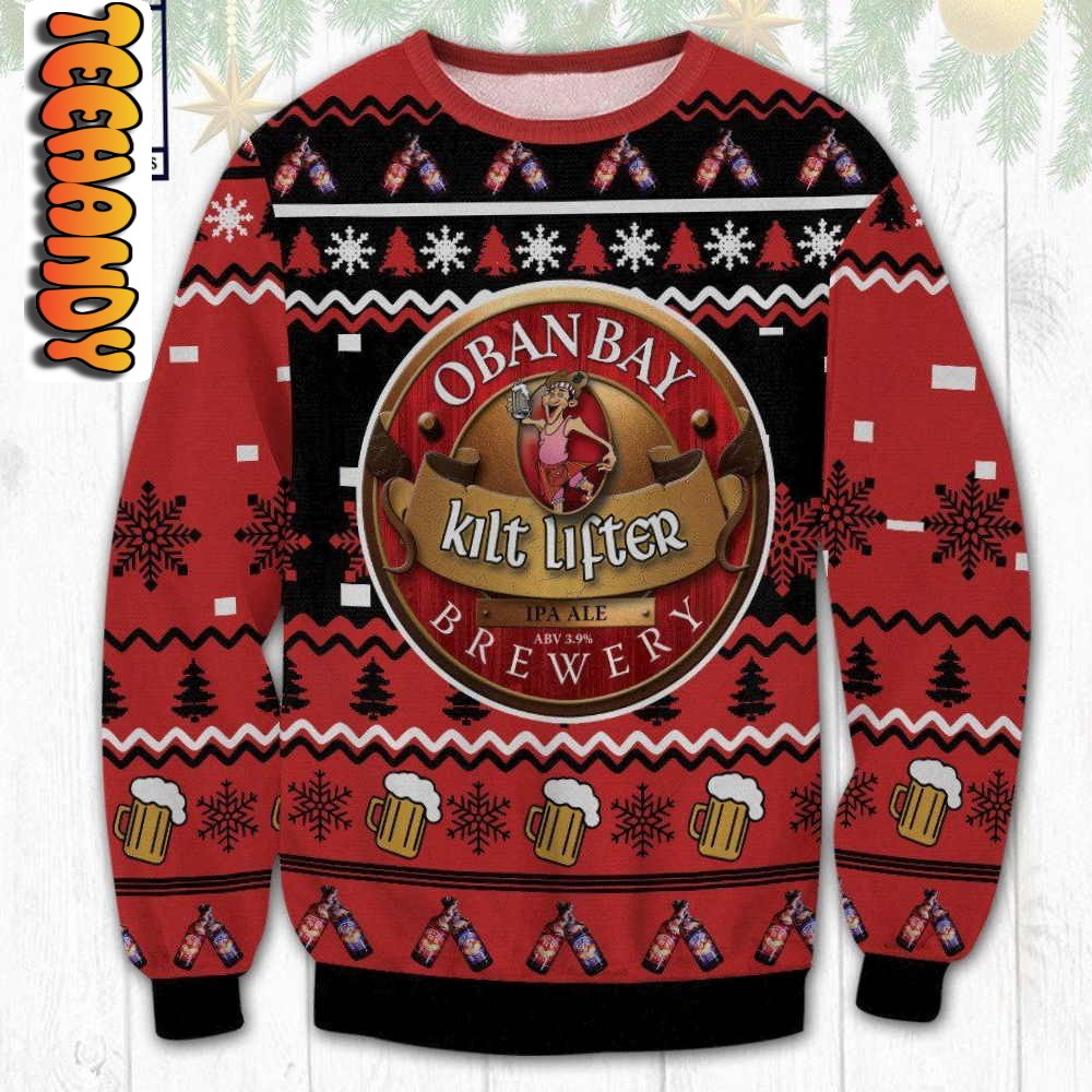 Oban Bay Kilt Lifter Brewery Ugly Christmas Sweater