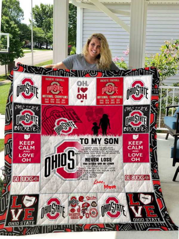 Ohio State Buckeyes To My Son Love Mom Quilt Blanket