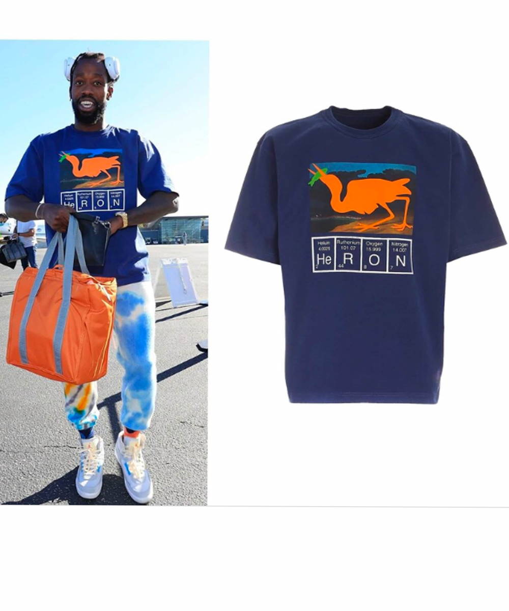 Patrick Beverley Heron Preston Orange Shirt, Heron Preston Orange Print Lake Show Lift Off Shirt