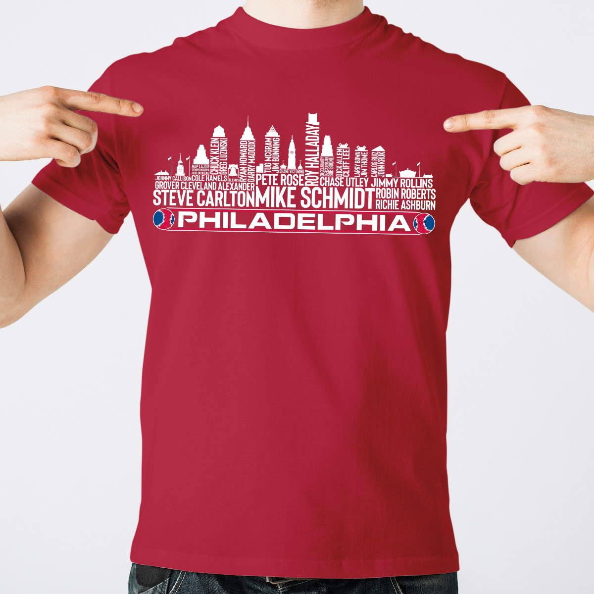 Schmidt & Carlton '80 - Philadelphia Baseball Legends Political Campaign Parody T-Shirt - Hyper Than Hype Shirts S / Red Shirt