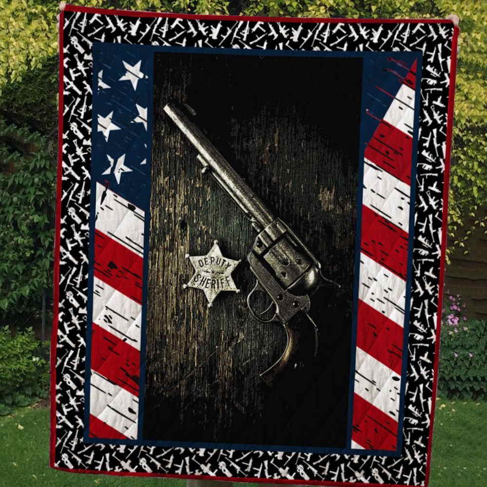 Police Sheriff Patriotic Quilt Blanket