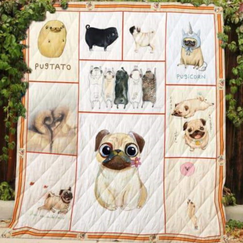 Pug Dog Cute 3D Quilt Blanket