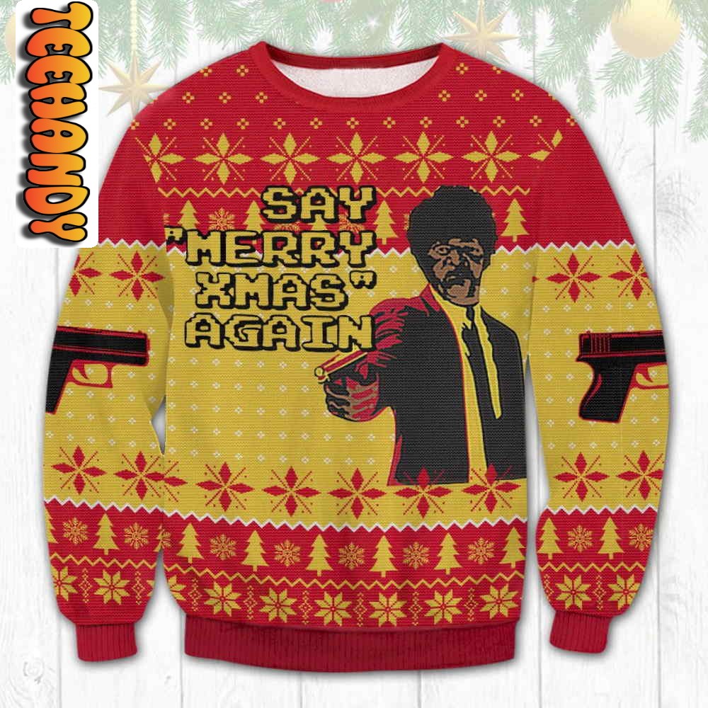 Pulp Fiction Say Merry Xmas Ugly Sweaters