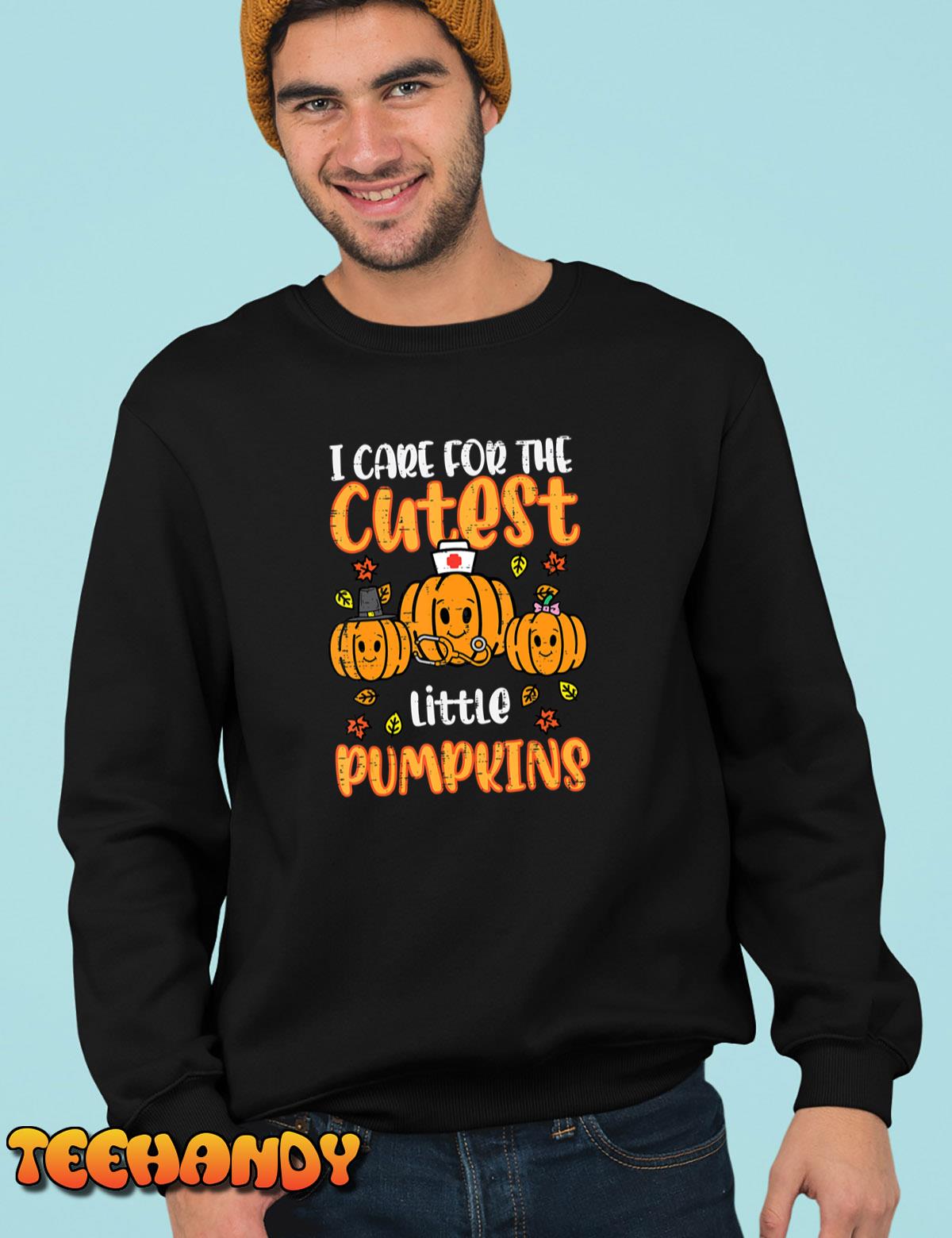 Pumpkins Nurse Halloween Scrub Top Fall Thanksgiving Women T-Shirt