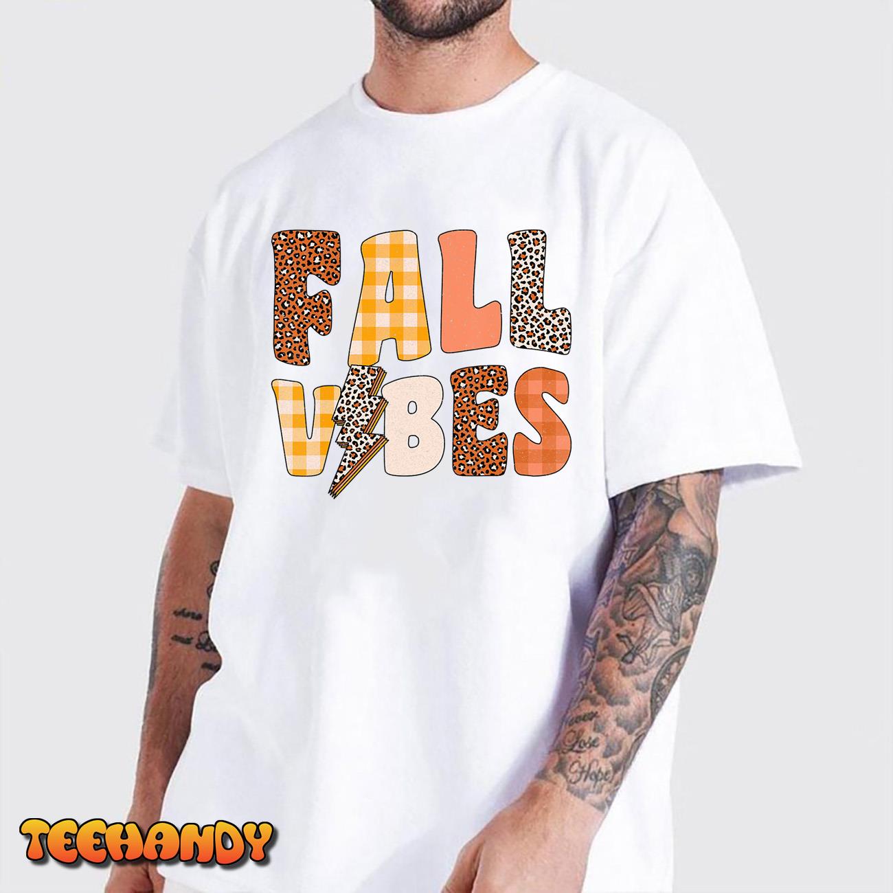 Retro Fall Vibes Shirt, Leopard Pumpkin Autumn Season T-Shirt