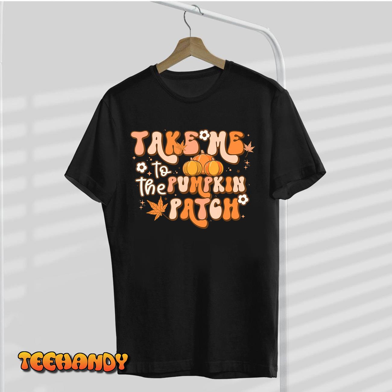Retro Groovy Take Me To The Pumpkin Patch Halloween Costume T-Shirt