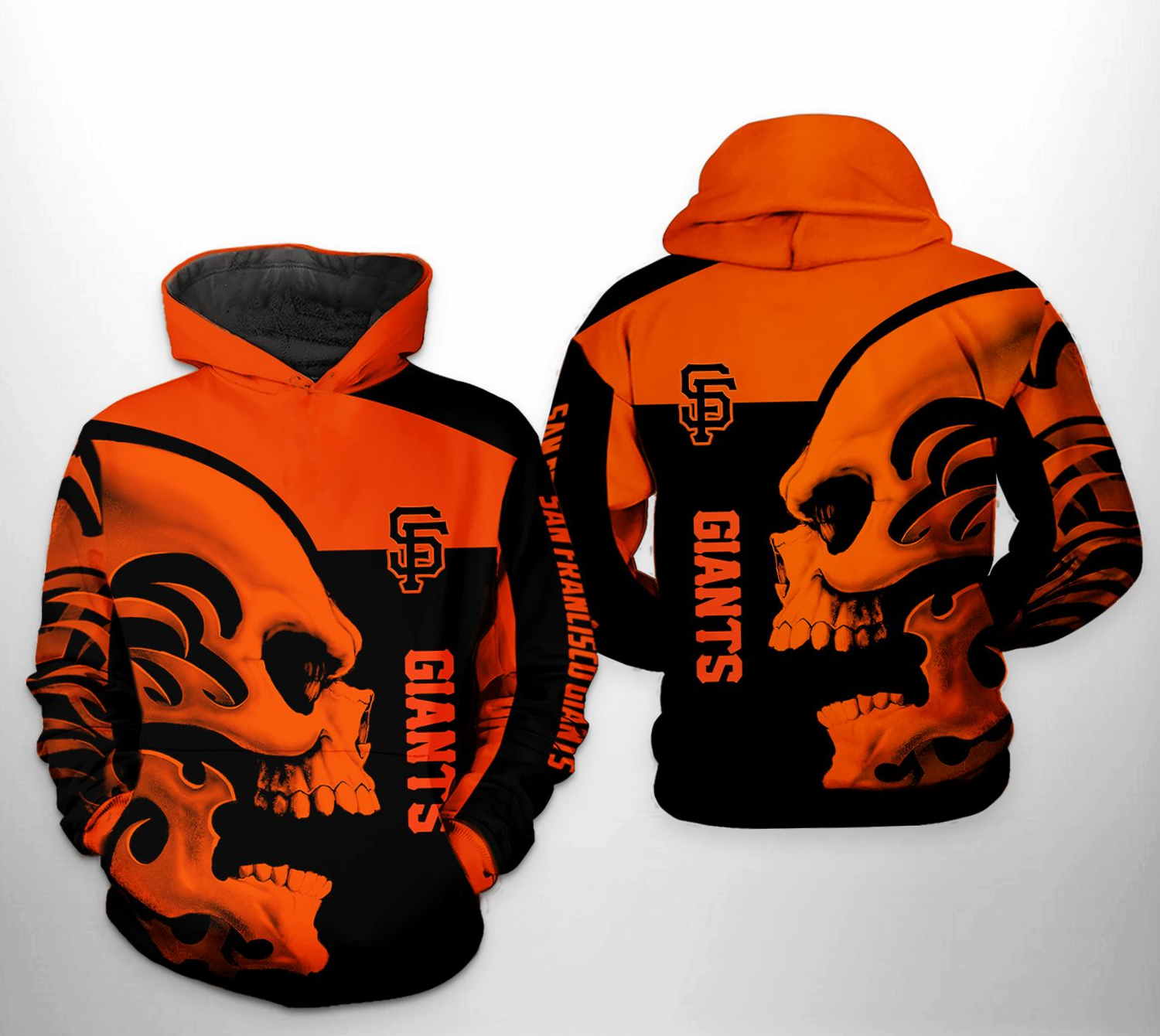 San Francisco Giants MLB Skull 3D Hoodie Zipper Hoodie