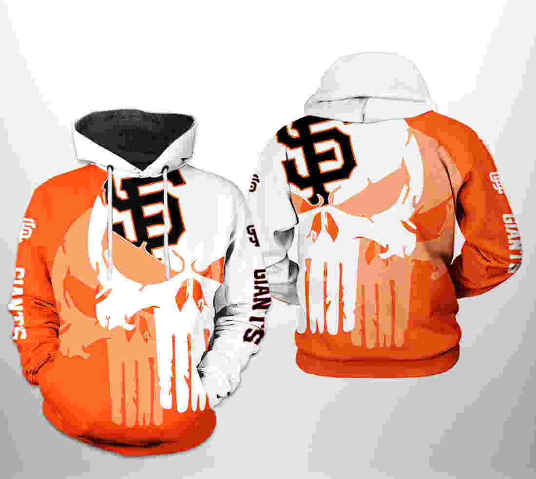 San Francisco Giants MLB Team Skull 3D Hoodie Zipper Hoodie