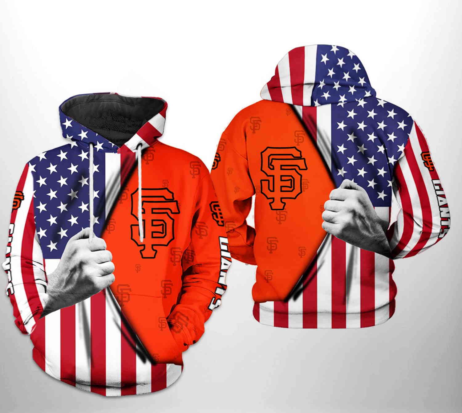 San Francisco Giants MLB US Flag 3D Hoodie Zipper Hoodie