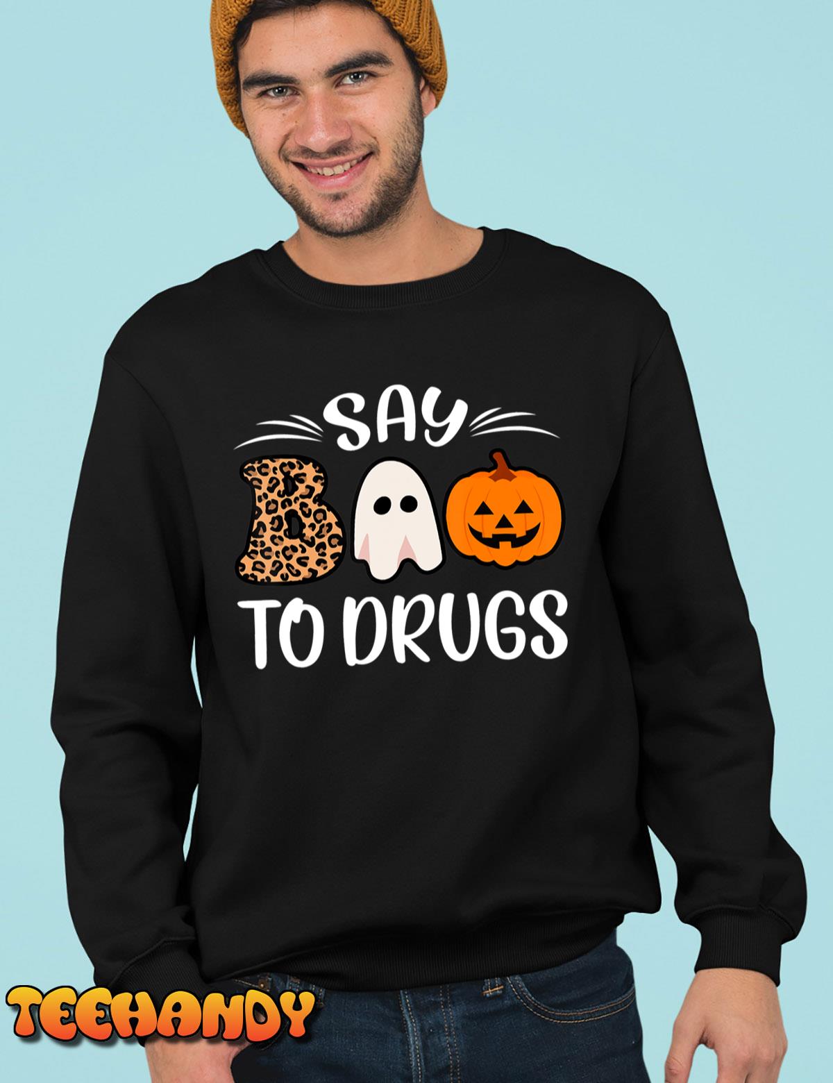 Say Boo To Drugs Funny Halloween Red Ribbon Week Awareness T-Shirt