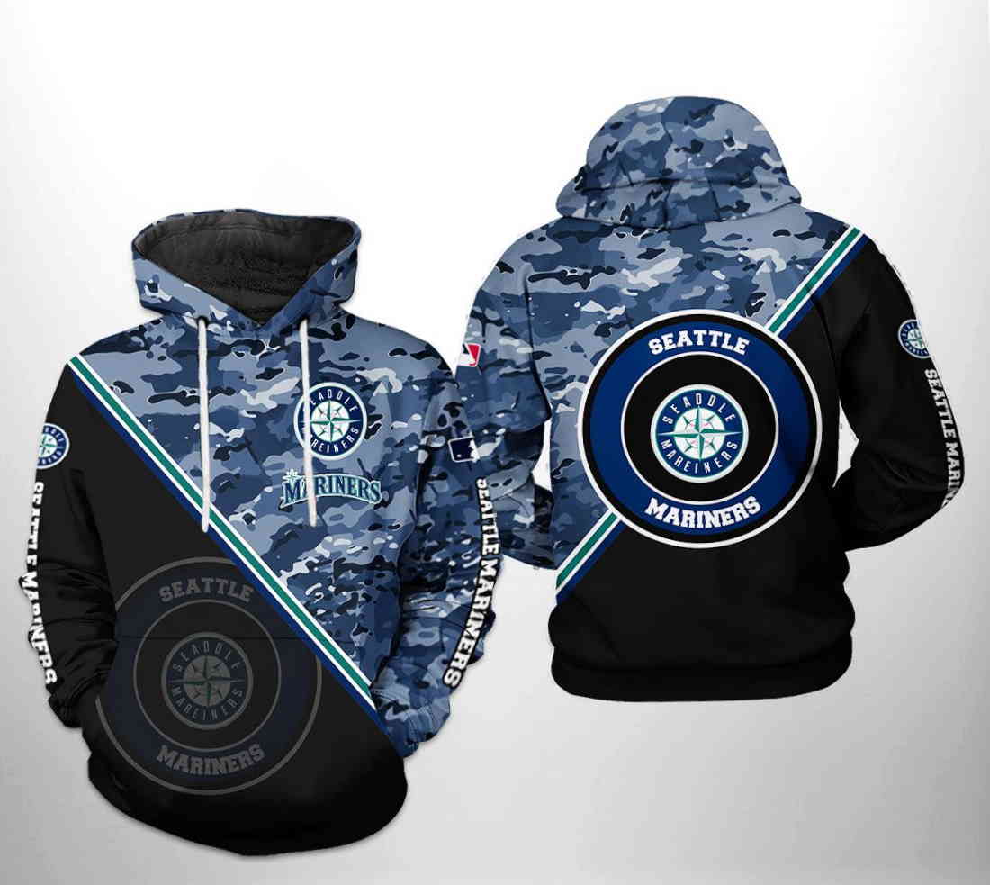 Seattle Mariners MLB Camo Team 3D Hoodie Zipper Hoodie