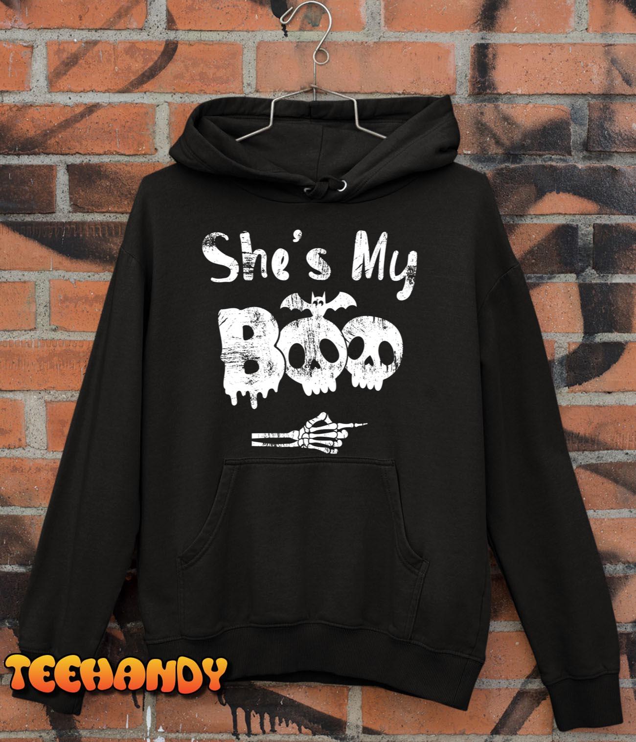 She’s My Boo Skull Face Matching Halloween Pajama Couples T-Shirt