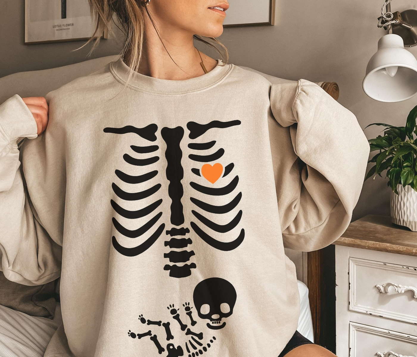 Skeleton Halloween Maternity Sweatshirt, Funny Pregnancy Announcement Shirt 2022 Unisex T Shirt