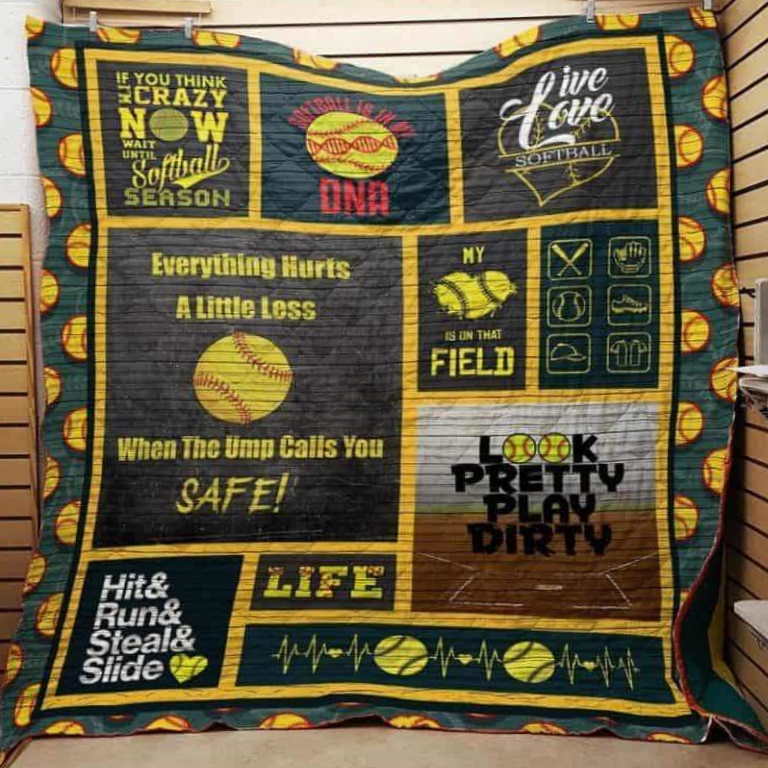 Softball Life 3D Quilt Blanket