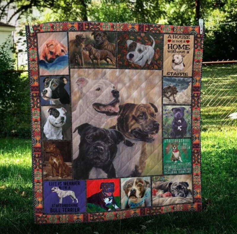 Staffordshire Bull Terrier They Are Love Quilt Blanket