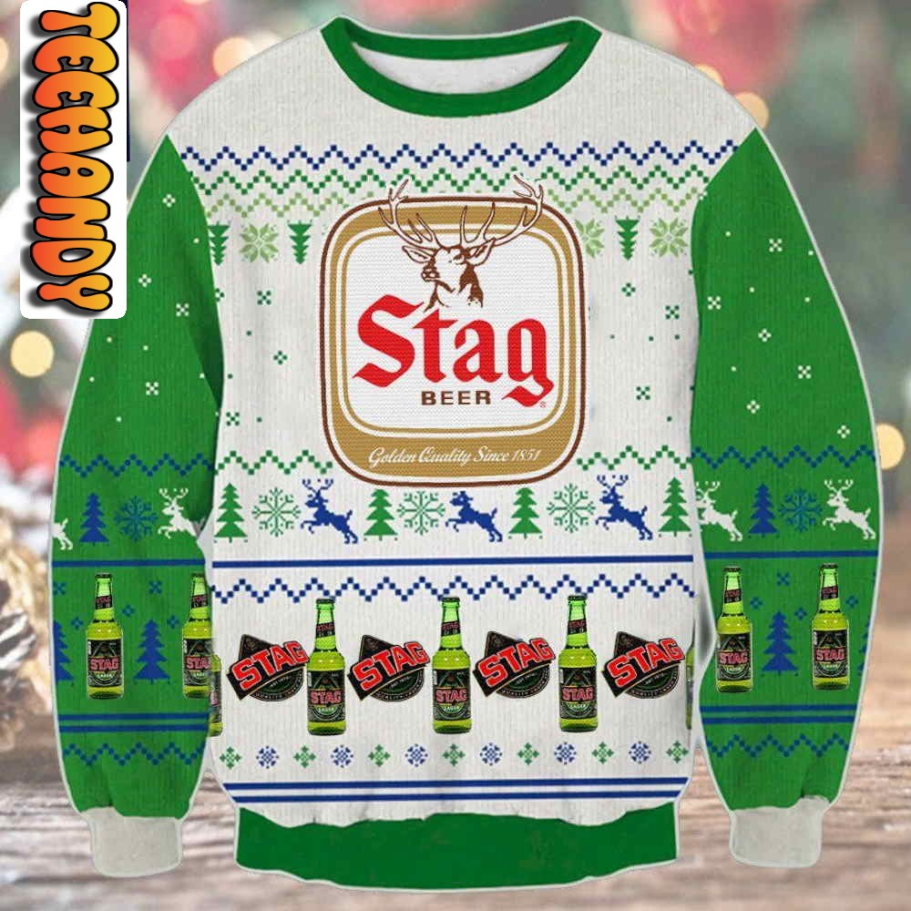 Stag Beer In Christmas Ugly Sweater