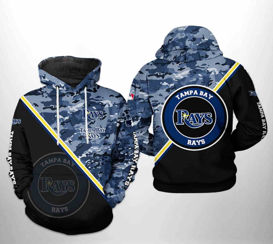 Tampa Bay Rays MLB Camo Team 3D Hoodie Zipper Hoodie