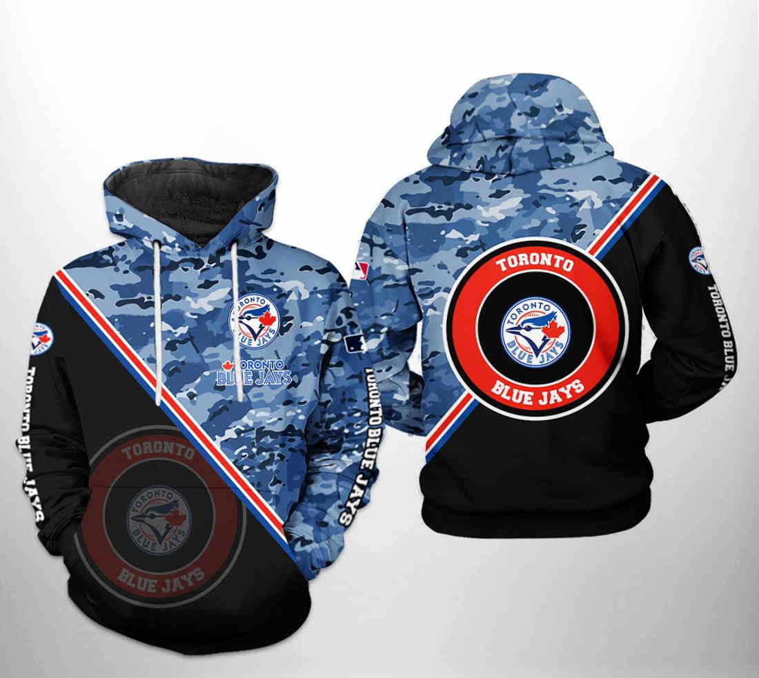 Toronto Blue Jays MLB Camo Team 3D Hoodie Zipper Hoodie