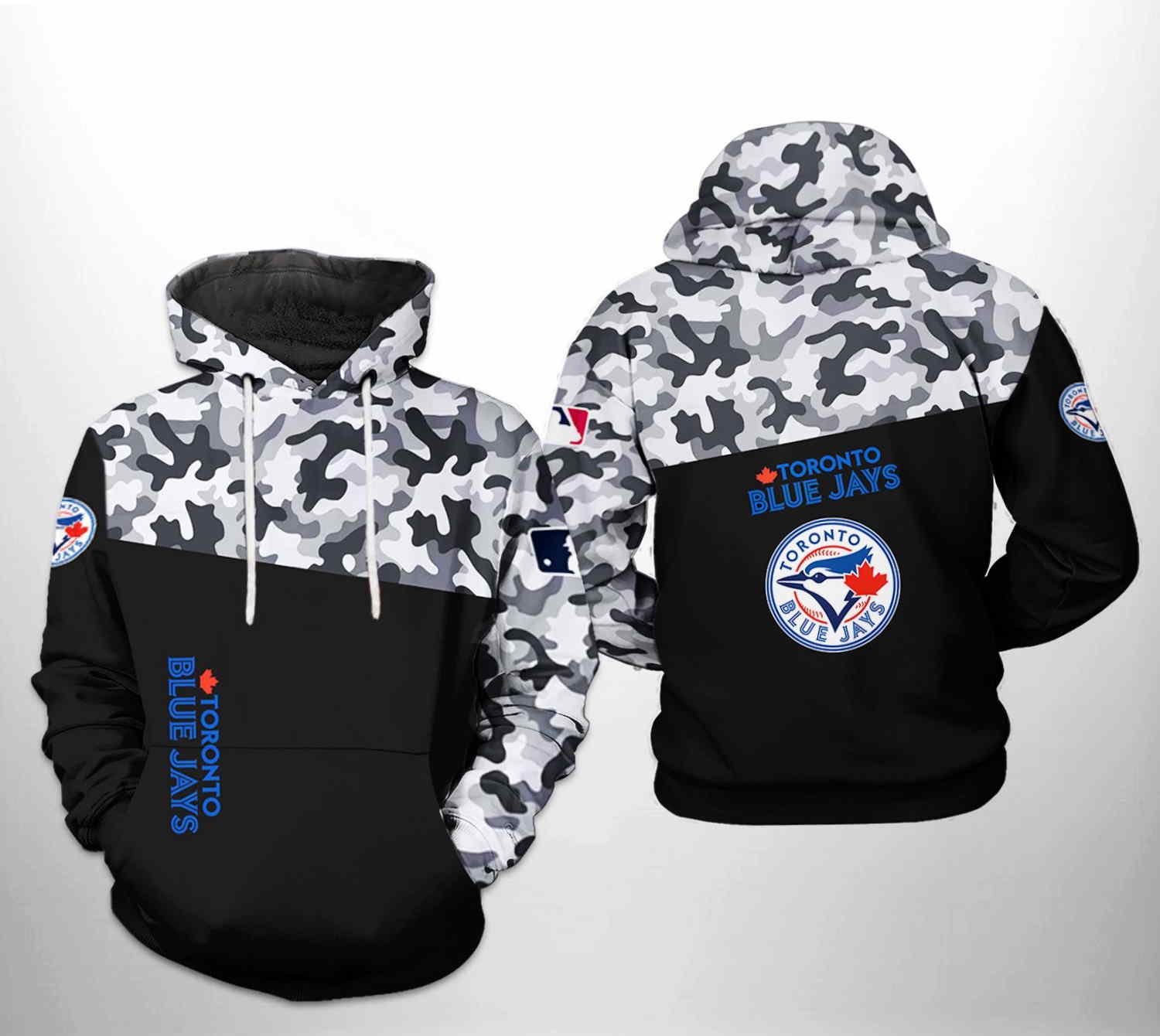 Toronto Blue Jays MLB Camo Veteran 3D Hoodie Zipper Hoodie