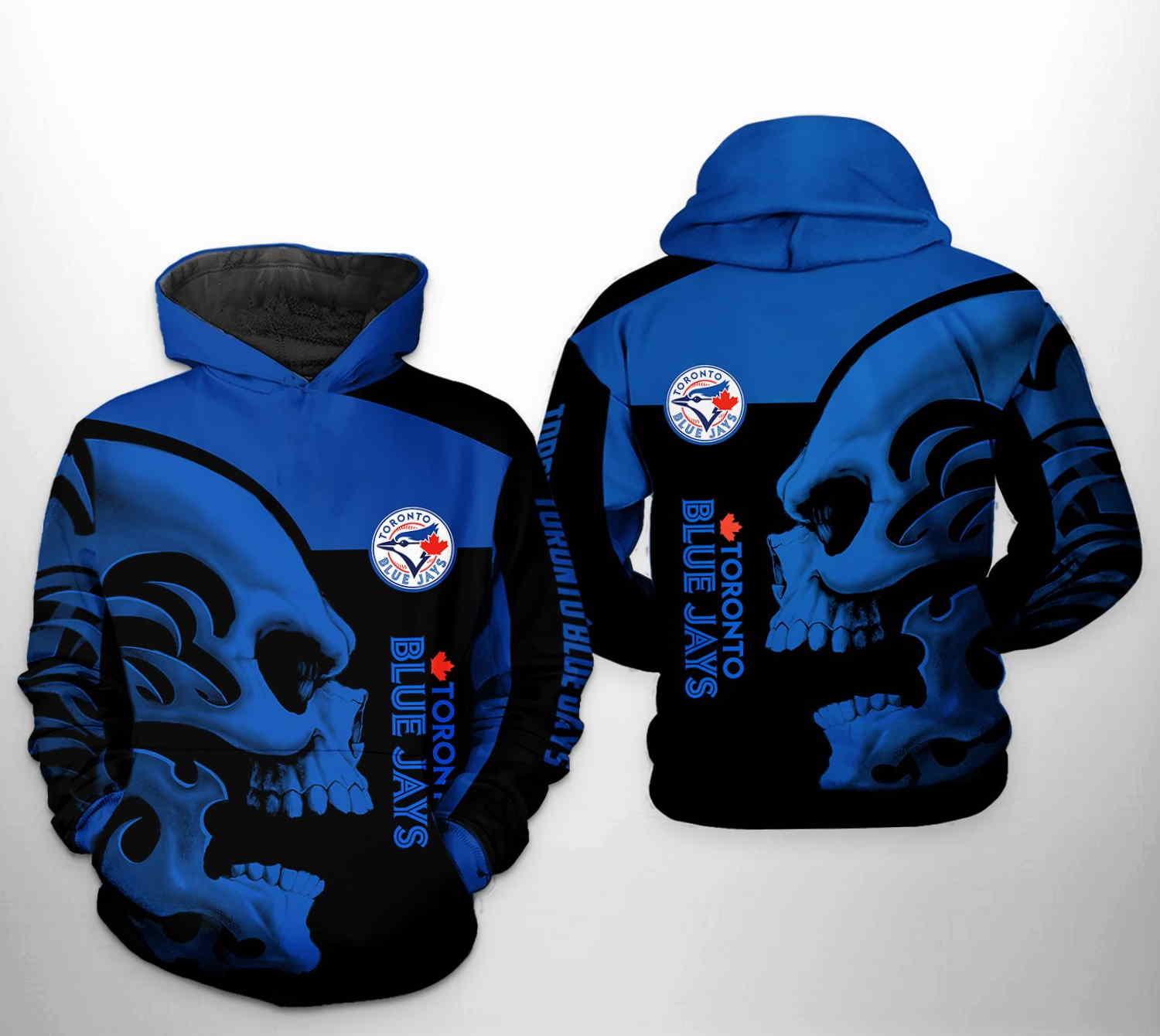 Toronto Blue Jays MLB Skull 3D Hoodie Zipper Hoodie