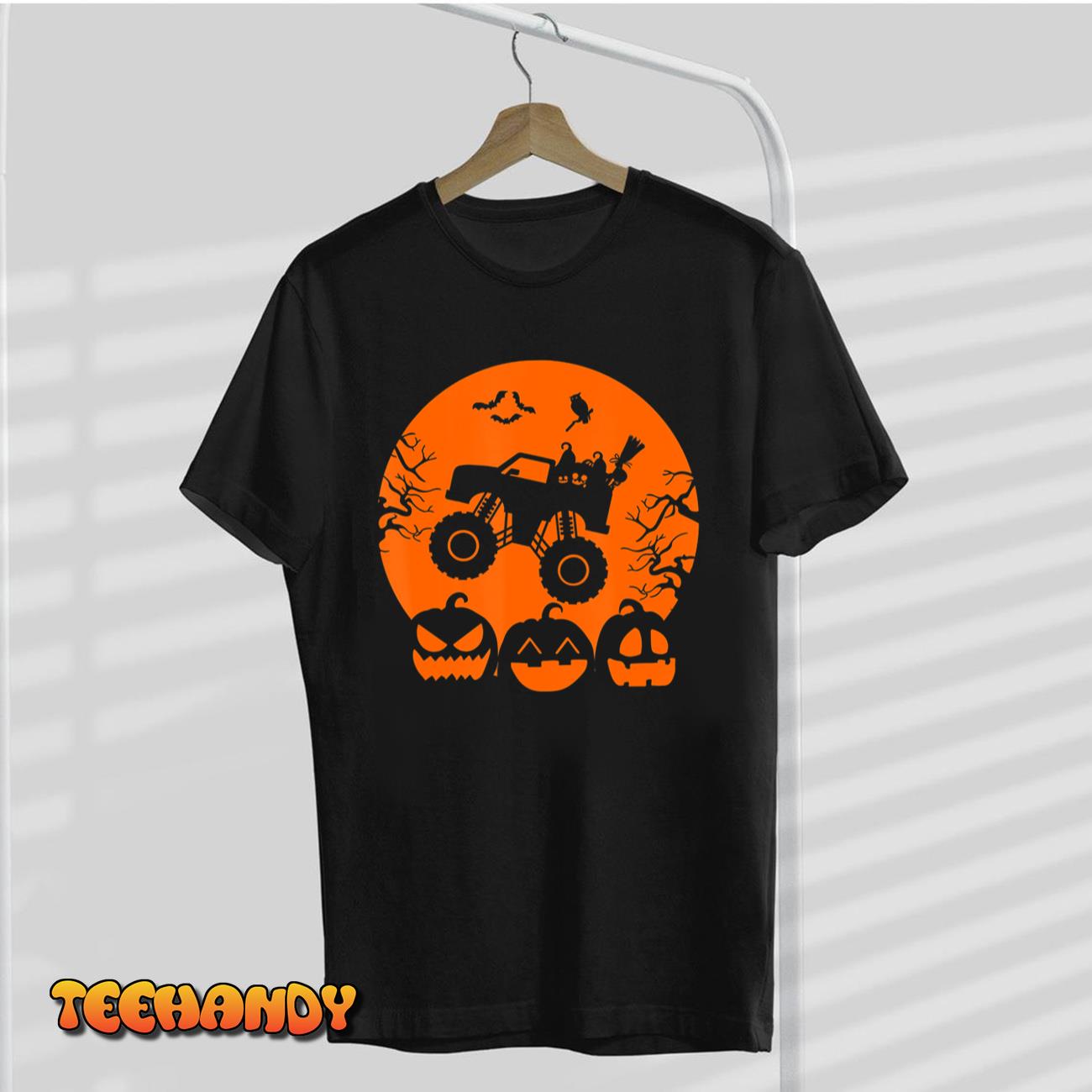 Truck or Treat Skeleton Monster Truck Moon Candy Halloween T-Shirt