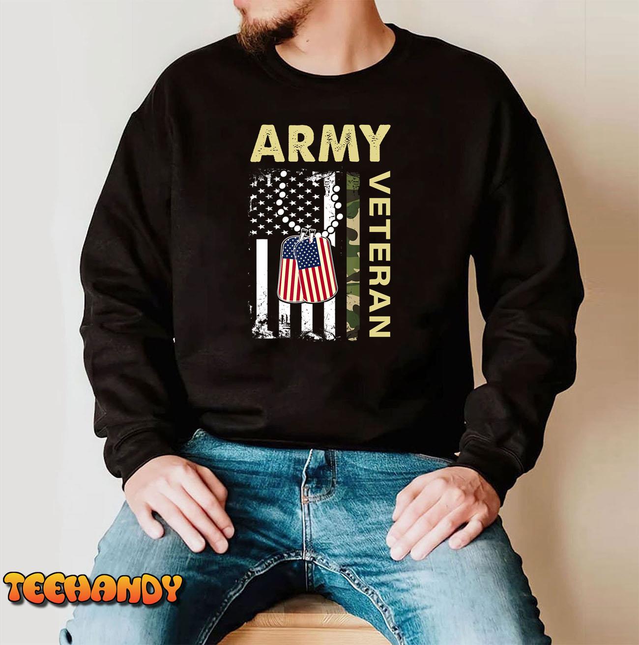 Vintage Army Shirt Veteran Day American Flag Women Men T-Shirt