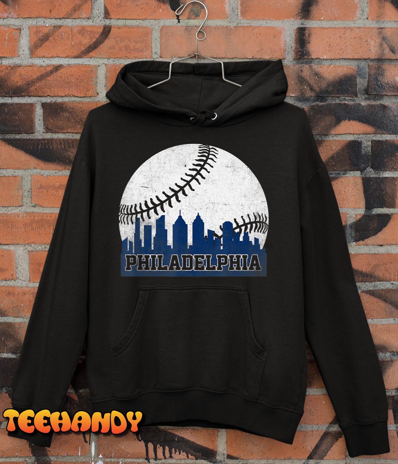 Vintage Philadelphia Baseball Skyline Retro Philly Cityscap T-Shirt