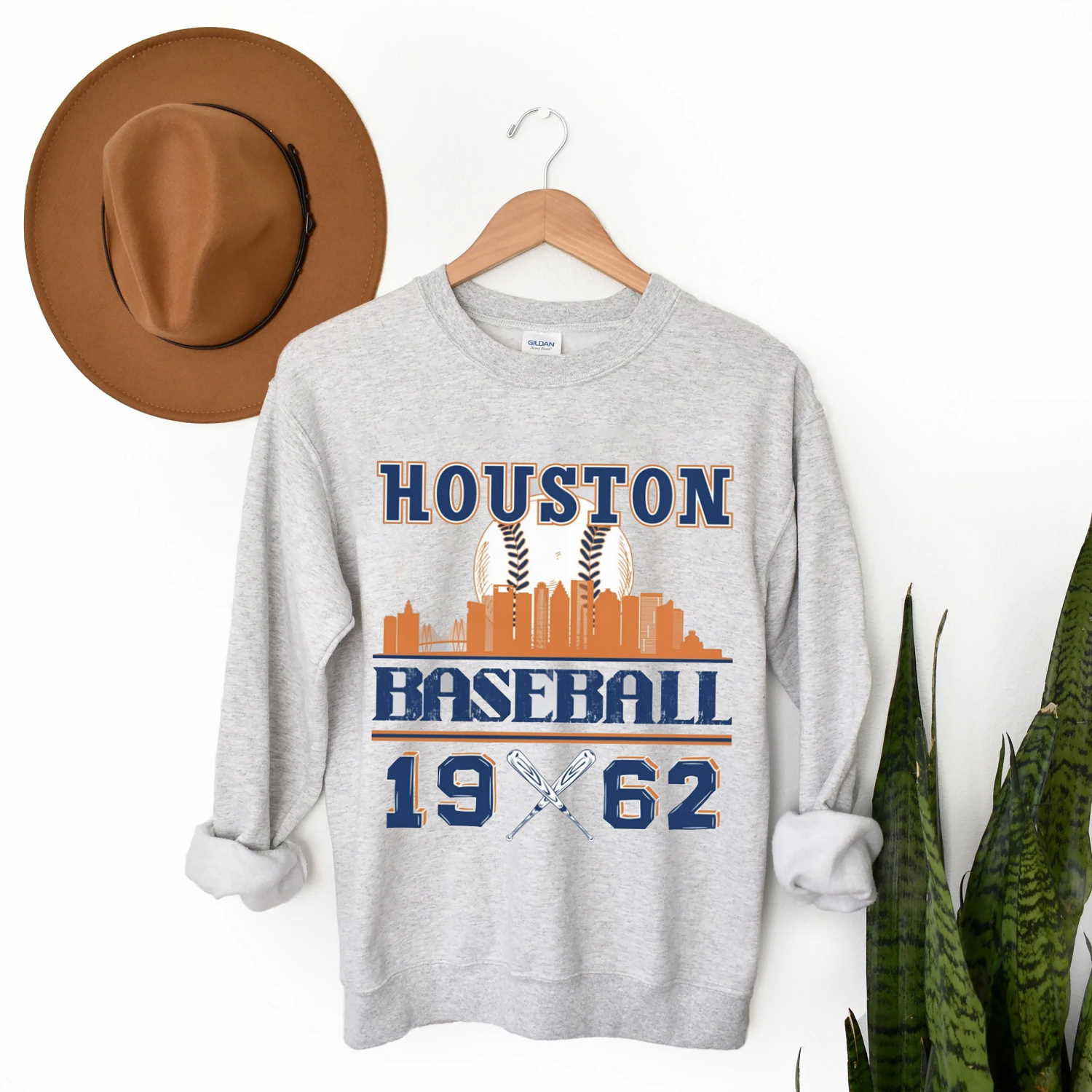 Vintage Styled Houston 1962 Baseball Sweatshirt Houston Baseball Astronaut T-shirt