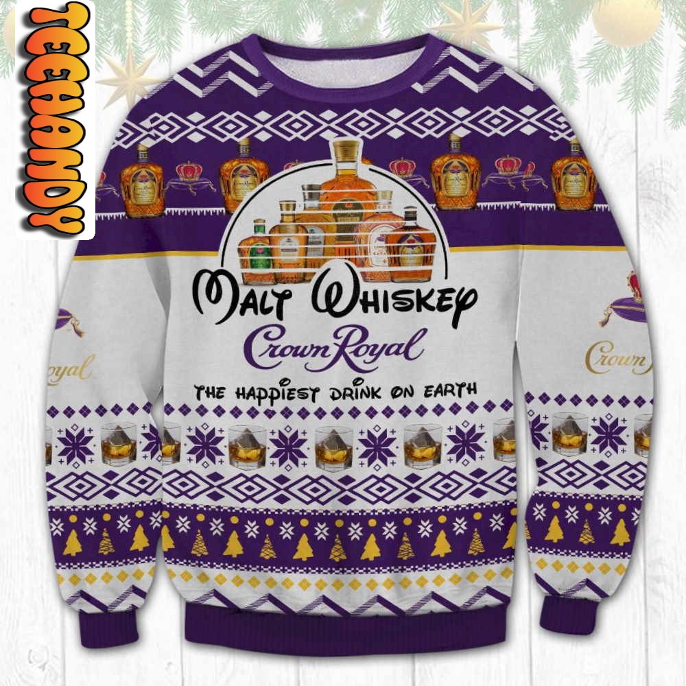 Walt Whiskey Crown Royal Ugly Christmas Sweater