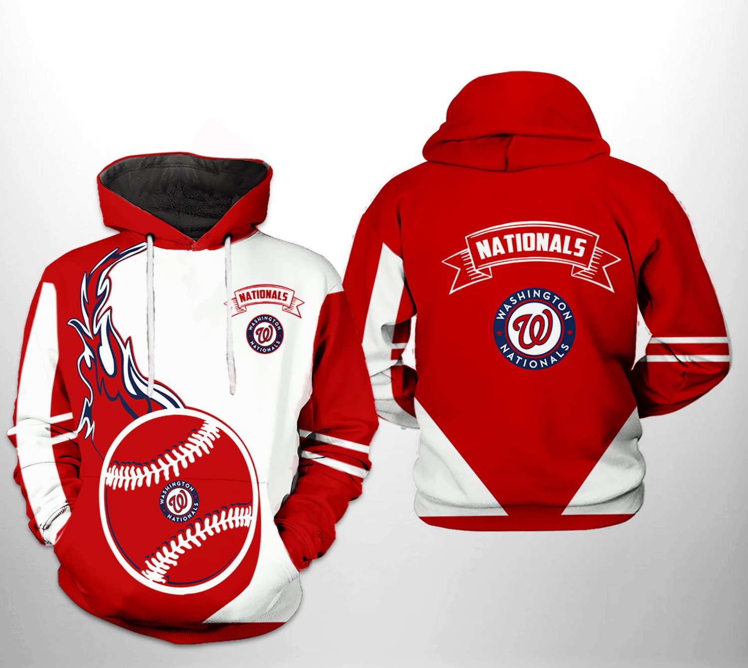 Washington Nationals MLB Classic 3D Hoodie Zipper Hoodie