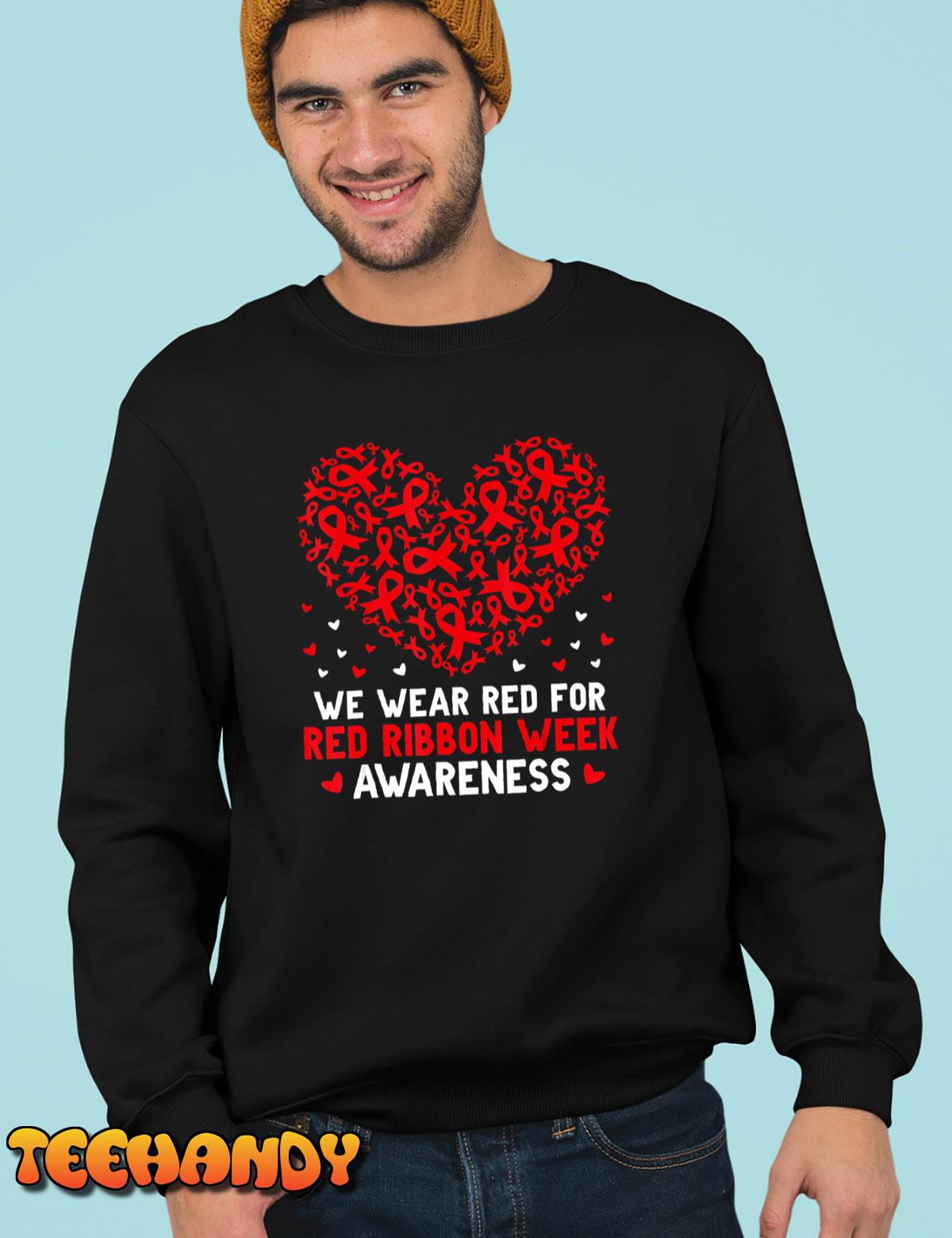 Wear Red For Red Ribbon Week Awareness Drug Free Cute Hearts T-Shirt