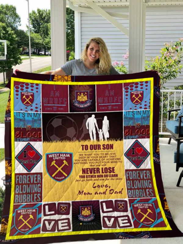 West Ham United F.C To Our Son Love Mom And Dad 3D Quilt Blanket