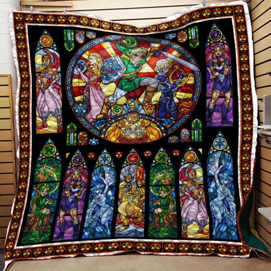 Zelda Stained Glass Game 3D Quilt Blanket