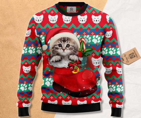 Cat Socks Ugly Christmas Sweater